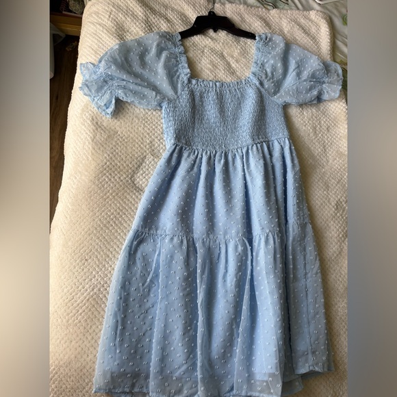 Dresses & Skirts - Lovely Light Blue Dress with Puff Sleeves
